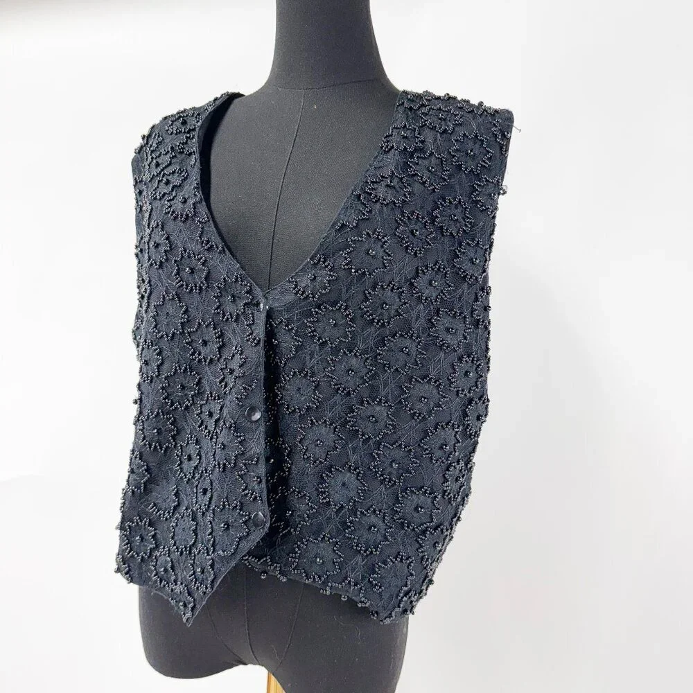 VINTAGE BEADED VEST TOP WITH BUTTONS - Picture 6 of 9